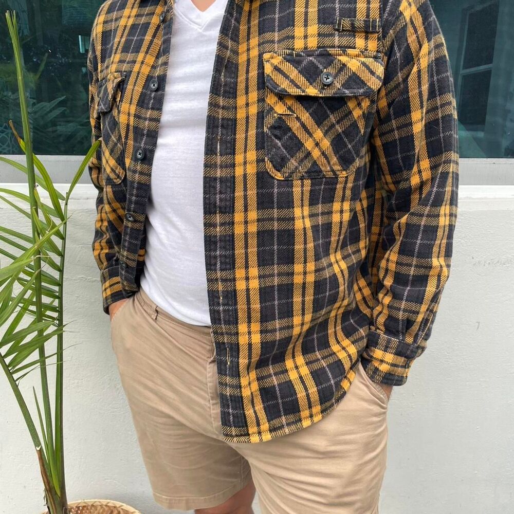Cabela’s Vintage Yellow/Black Plaid Cotton Shirt/Shacket